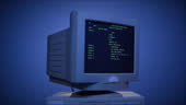 Retro Pc With Loading Code Console Programmer Making Scripts Green ...