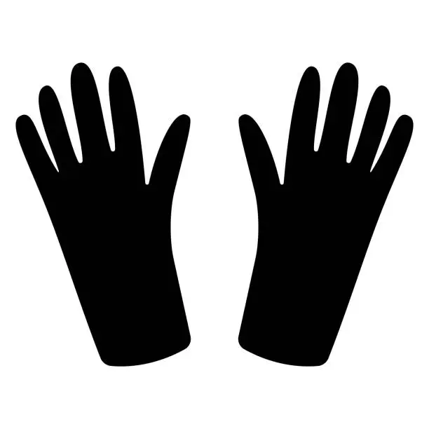 Vector illustration of garden rubber gloves fabric black element icon