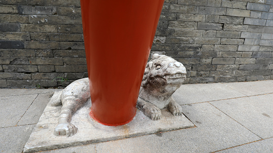 Chinese classical animal stone carvings are in the park, Beijing