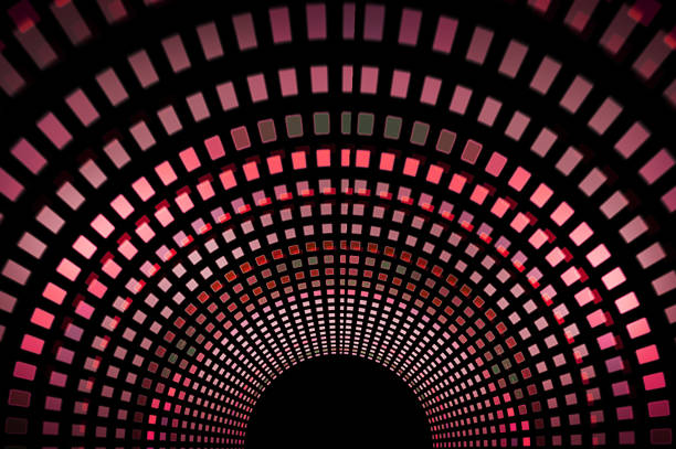A dynamic and colorful audio equalizer graphic pulsates against a dark background, representing the rhythm and frequency of sound. This abstract visualization of a sound wave, with its spectrum of vibrant colors from yellow and pink to blue and green, is perfect for themes related to music, technology, and entertainment. The modern, digital design is ideal for use as a background for music festivals, DJ sets, podcasts, and technology presentations. It captures the energy of dance music, pop music, and clubbing, symbolizing the flow of data and the exciting pulse of nightlife.
