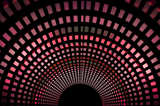 Infinity flight inside tunnel, round arcade, pattern, space for product, speed round lines. Background