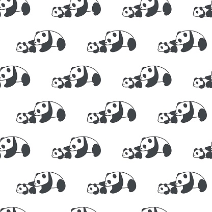 Cute Cuddly Panda Family Time Vector Seamless Pattern can be use for background and apparel design