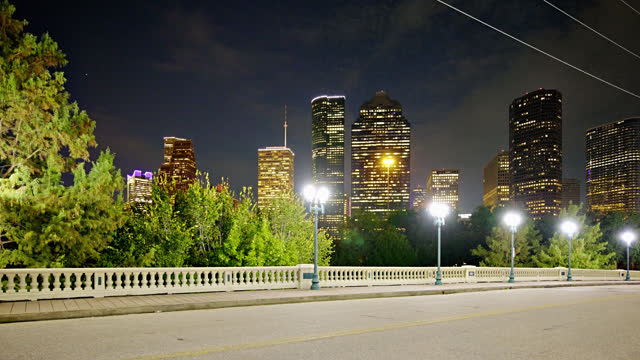 City, Bridge, Night. Houston, Texas.