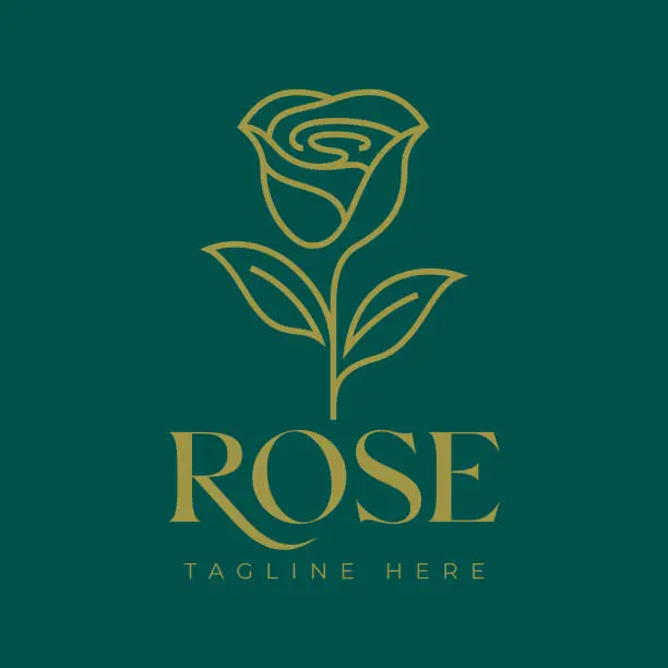 Vector illustration of Rose Florist Logo Geometric Linear Luxury Premium