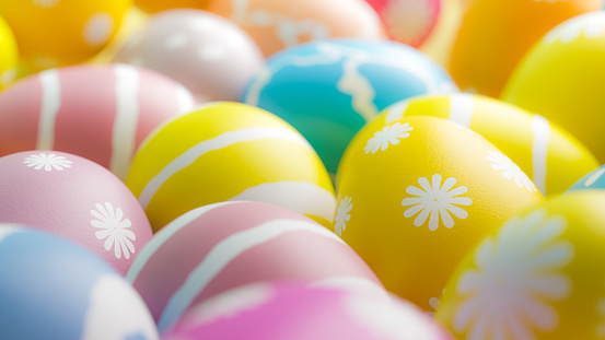Close up colorful easter egg on white background. This file is cleaned, retouched and contains clipping path.