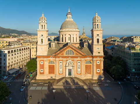 Genoa, Italy - Jul 31, 2022: Basilica di Santa Maria Assunta in Carignano, Genoa, Italy.