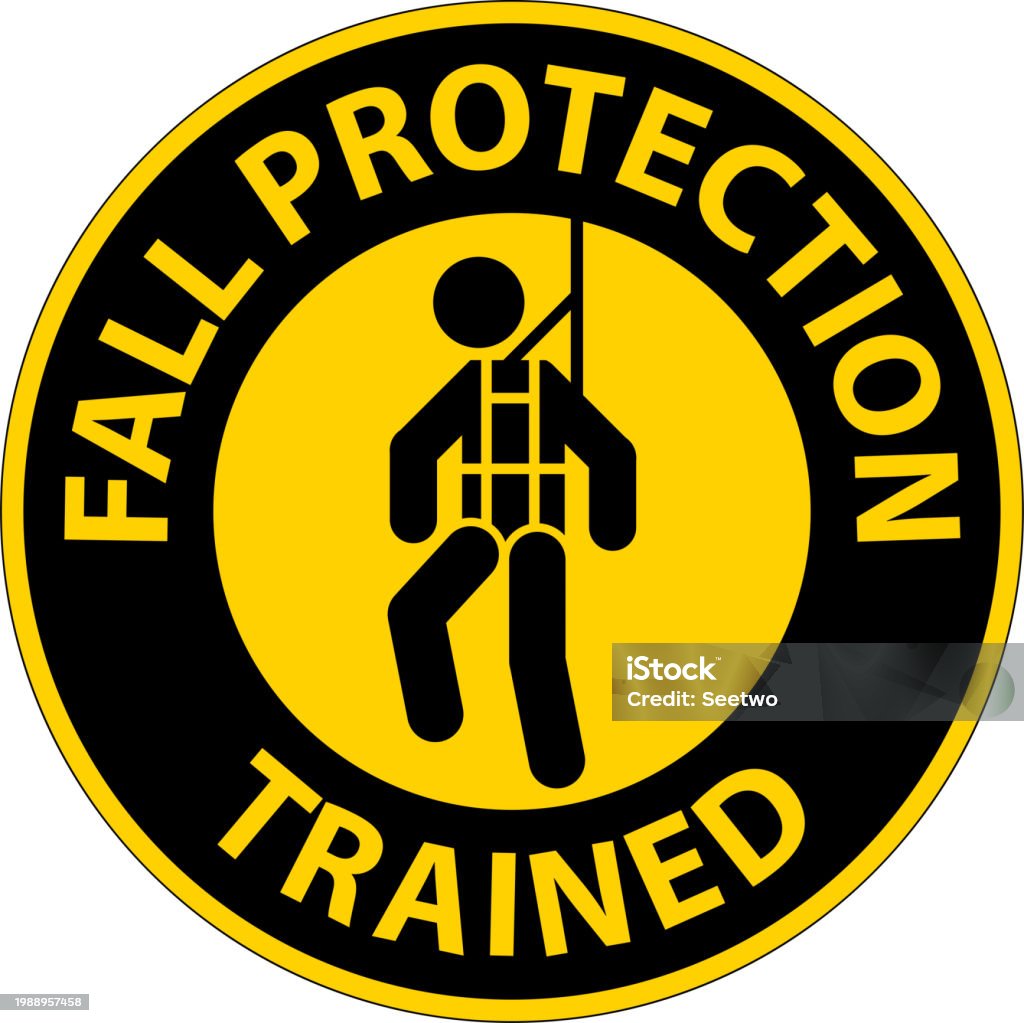 Fall Risk Hats Hard Hat Decals Fall Protection Trained Stock Illustration - Download ...