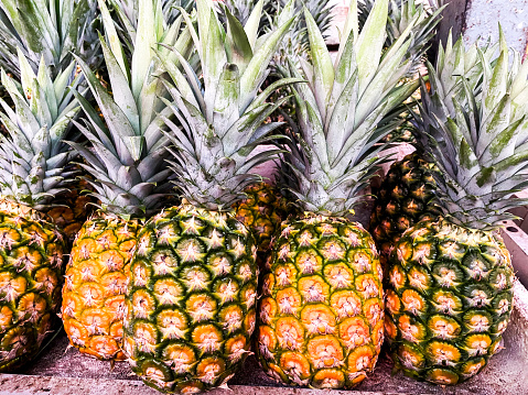 Pineapple Close-Up White Background Copy Space