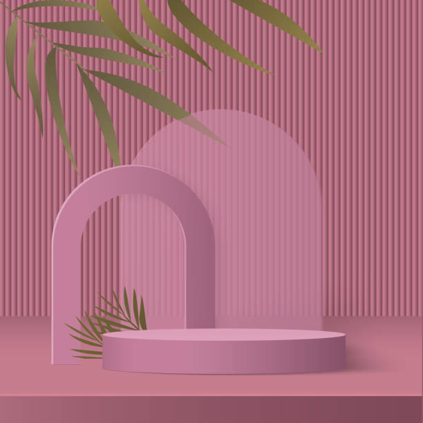 istock 3d purple color podium and minimal purple color wall scene. 3d podium minimal abstract background. Vector 1989085385