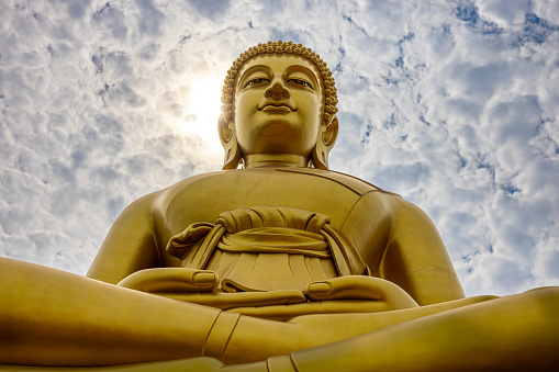 The big golden buddha at the Wat Paknam Phasi Charoen Temple,bangkok