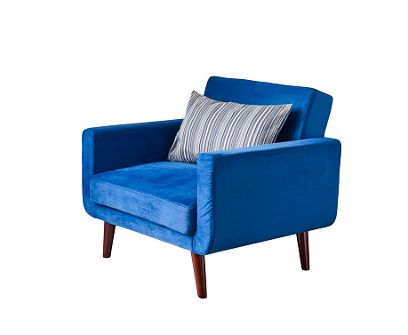 Mid-century modern style armchair with clipping path on white background