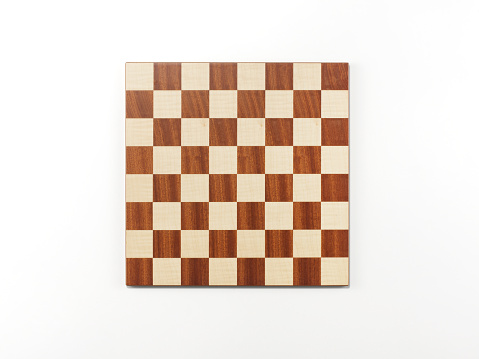 Classical style chess board with clipping path on white background