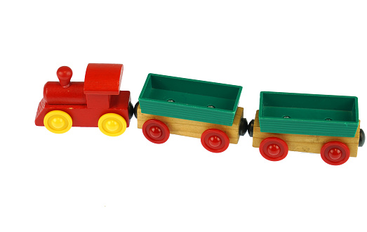 wooden toy train isolated on white background