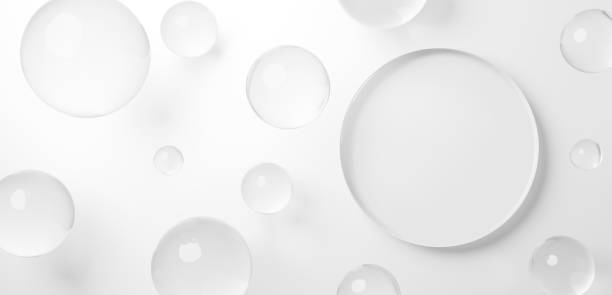 istock 3D Illustration.Transparent spherical glass and circular base on white background. Copy space. Overhead view. (horizontal) 1989226671