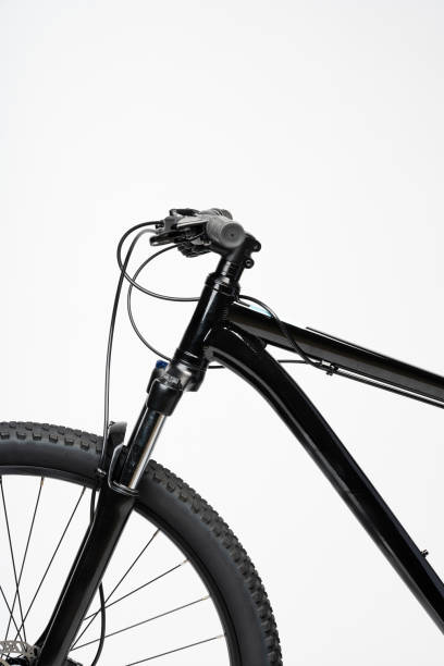 istock Black mountain bicycle isolated on white background 1989366499