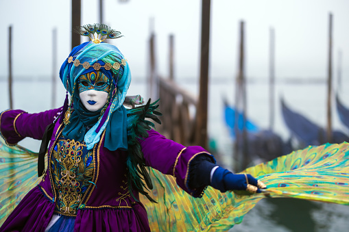 Woman at Venice Carnival 2020 Wearing Beautiful Baroque Costume