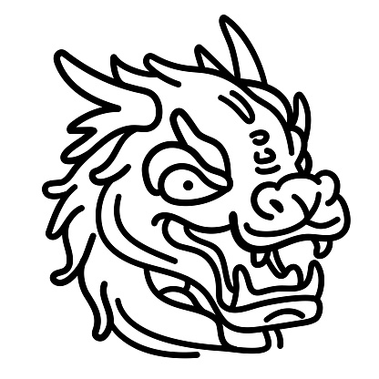 Animal characters vector art illustration.
New Year Dragon Line Art.