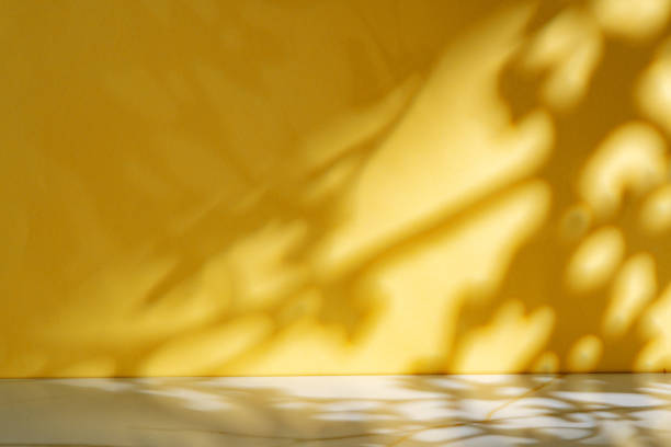 istock Abstract shadow from the window on yellow background 1989443318