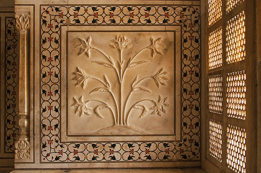 Interior design of Taj Mahal, Agra, Uttar Pradesh, India