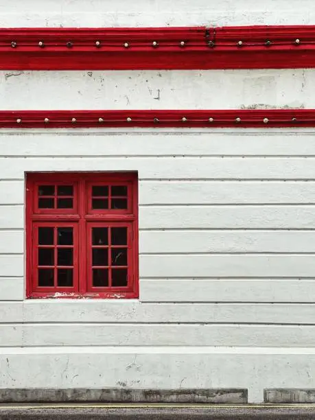 Heritage red window & white wall in Penang