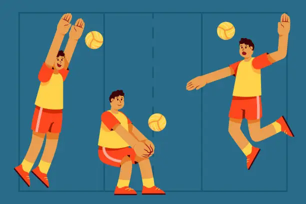 Vector illustration of Volley Ball Player Character