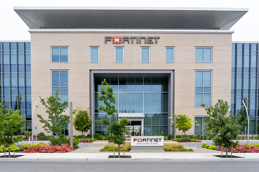 Fortinet headquarters in Sunnyvale, California, USA on June 10, 2023. Fortinet is an American cybersecurity company.