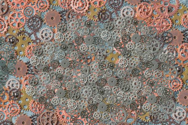 Background of Rusty and Metallic Gears and Cogs