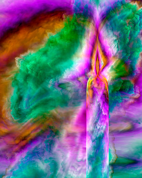 istock Magic spell-casting candle, abstract fractal art background. 1989501140