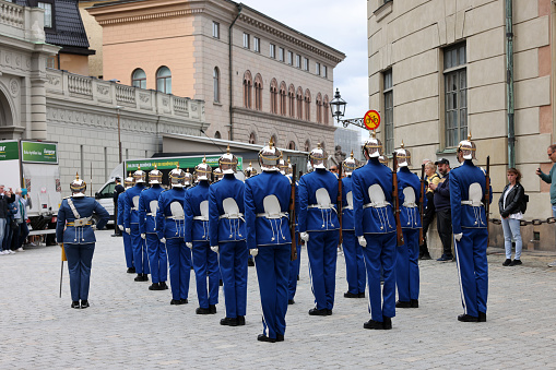 Man in medium shot with Spanish civil guard dress and gloves