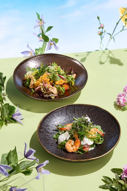 istock Elegant salad set in a surreal summer setting, marrying flavors with visual artistry 1989509065
