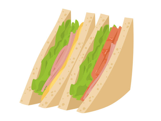 ilustraciones, imágenes clip art, dibujos animados e iconos de stock de sandwich_rye - sandwich ham white background lunch