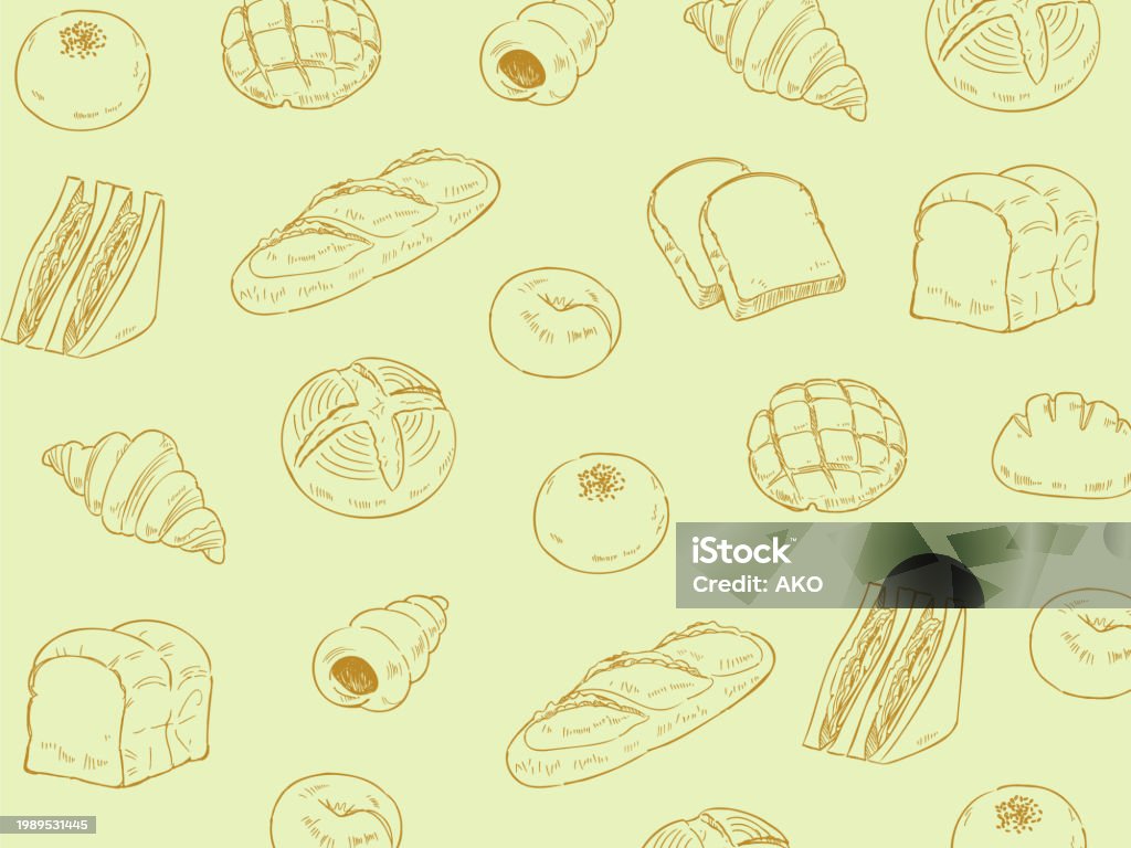Fun Bread Background Hand Drawn Bread Background Illustration Stock Illustration - Download ...