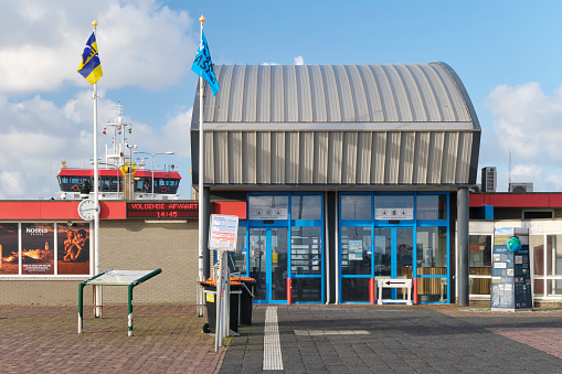 The Terminal site for the ferry to the island of Ameland near Holwert Friesland The Netherlands.