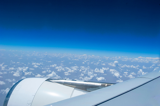 Looking out the window on a flying plane