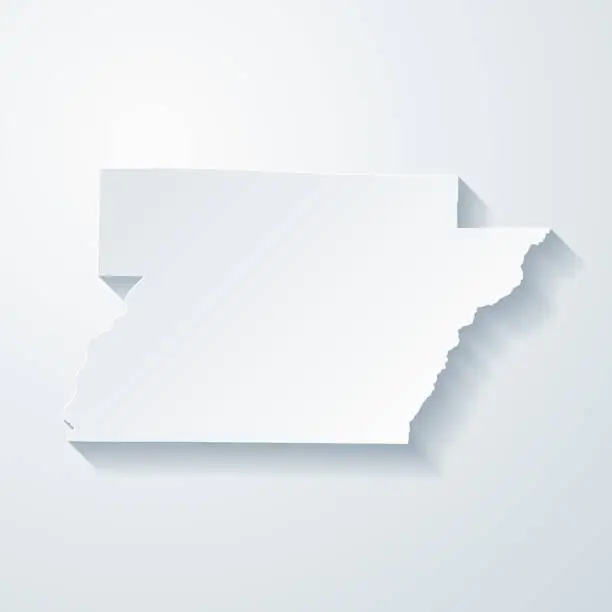 Vector illustration of Greene County, Arkansas. Map with paper cut effect on blank background