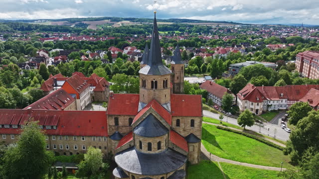 Aerial view of St. Godehard , Hildesheim , Germany
