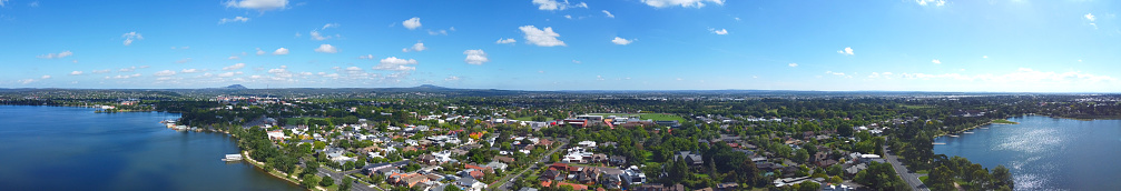 Panoramic Aerial view of Lake Wendouree Located in central Ballarat is Victoria's third largest city, Australia.