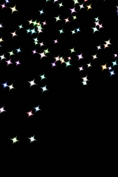 Sparkling colorful fantasy stars overlay with black background