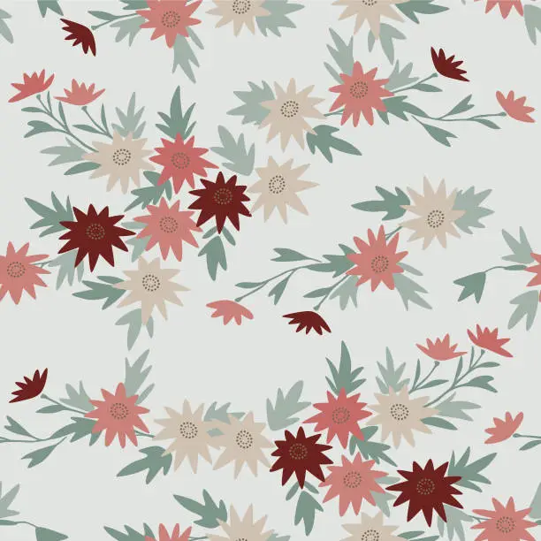 Vector illustration of Japanese Wild Star Flower Leaf Vector Seamless Pattern