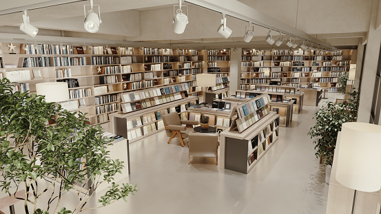 Amsterdam, Netherlands – March 21, 2023: Interior of OBA Oosterdok Public Library in Amsterdam