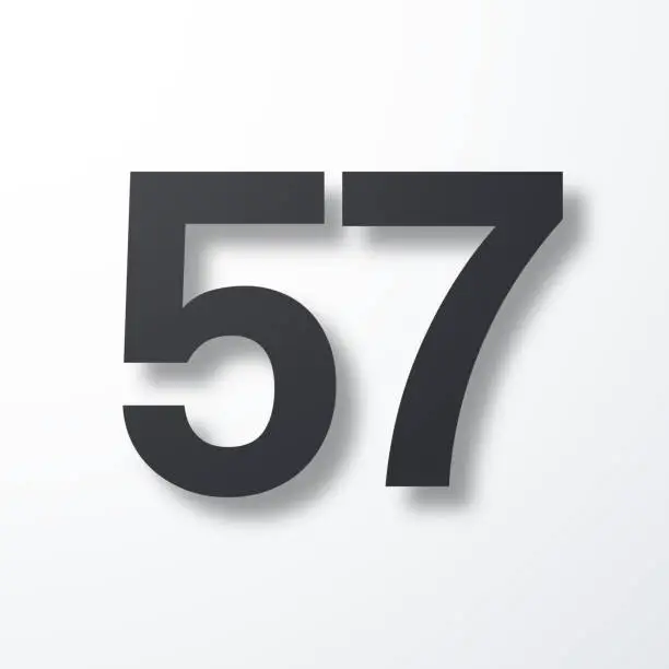 Vector illustration of 57 - Number Fifty-seven. Icon with shadow on white background