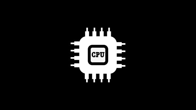 Computer processor with microcircuits CPU icon isolated on background