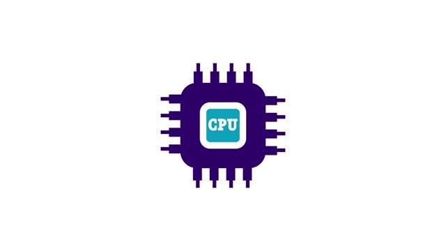 Computer processor with microcircuits CPU icon isolated on background