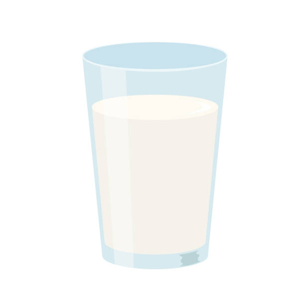 illustration of milk in a glass - surowe mleko stock illustrations