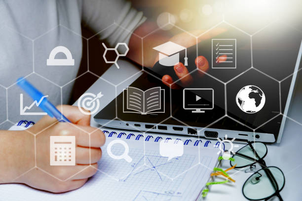 istock E-learning, education, online exam concept. Choose correct answer. Education internet online digital technology concept. 1989609398