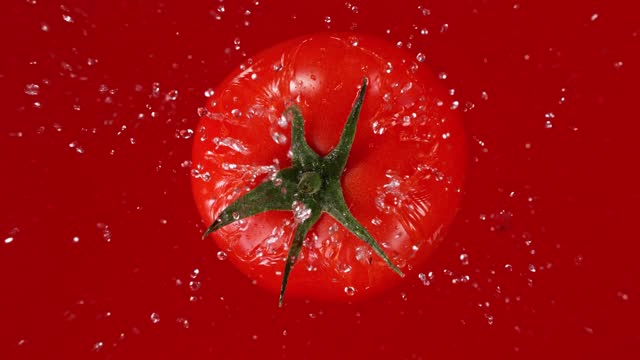 Super Slow Motion Shot of Falling Tomato