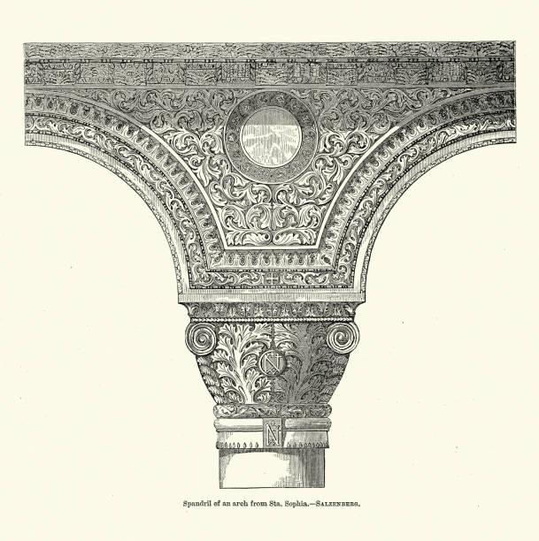 Vintage illustration Spandril Sta. Sophia, Byzantine decorative arts, amd architecture History of decoration, design, ornamental art