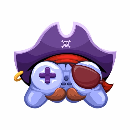 Pirate Gamepad Mascot Cartoon illustration Vector