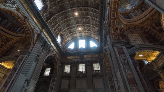 Italy Rome - Vatican - St Peters Basilica - Interior Hyper Lapse