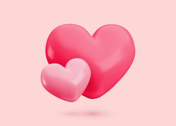 istock Vector 3d pink hearts couple concept. Cute realistic glossy heart icon on pink background. Minimal 3d render love heart illustration for Valentines day, Mothers Day, birthday, wedding decoration 1989694432